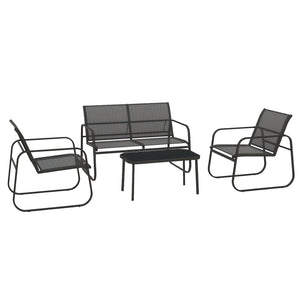 Salon de jardin ensemble de mobilier de jardin 4 pièces avec 2 fauteuils 1 canapé 2 places d'extérieur et table basse avec plateau en verre trempé noir