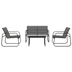 Salon de jardin ensemble de mobilier de jardin 4 pièces avec 2 fauteuils 1 canapé 2 places d'extérieur et table basse avec plateau en verre trempé noir