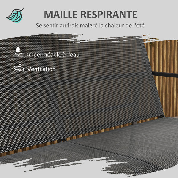 Salon de jardin ensemble de mobilier de jardin 4 pièces avec 2 fauteuils 1 canapé 2 places d'extérieur et table basse avec plateau en verre trempé noir