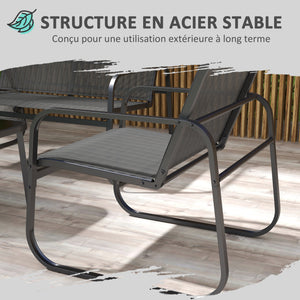 Salon de jardin ensemble de mobilier de jardin 4 pièces avec 2 fauteuils 1 canapé 2 places d'extérieur et table basse avec plateau en verre trempé noir