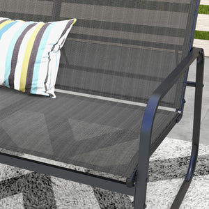 Salon de jardin ensemble de mobilier de jardin 4 pièces avec 2 fauteuils 1 canapé 2 places d'extérieur et table basse avec plateau en verre trempé noir