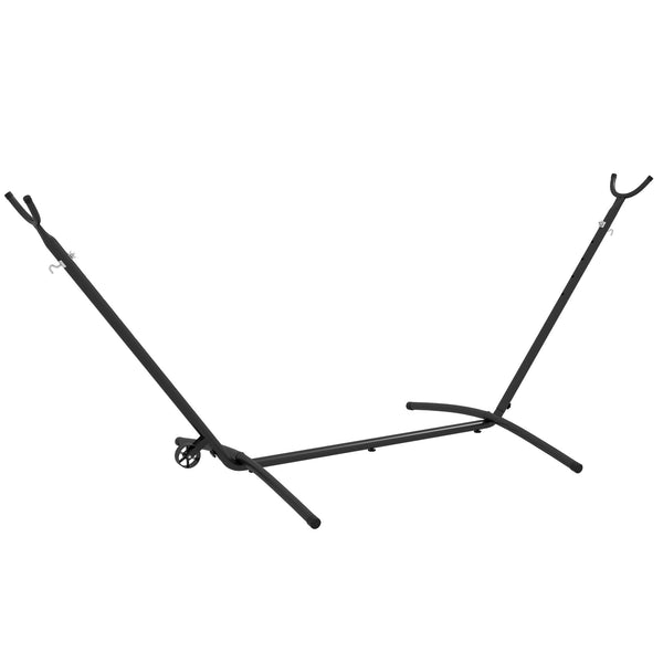 Support Pied de hamac Structure Robuste métal époxy Hauteur réglable 6 Niveaux Noir dim. 290L x 120l x 115H cm