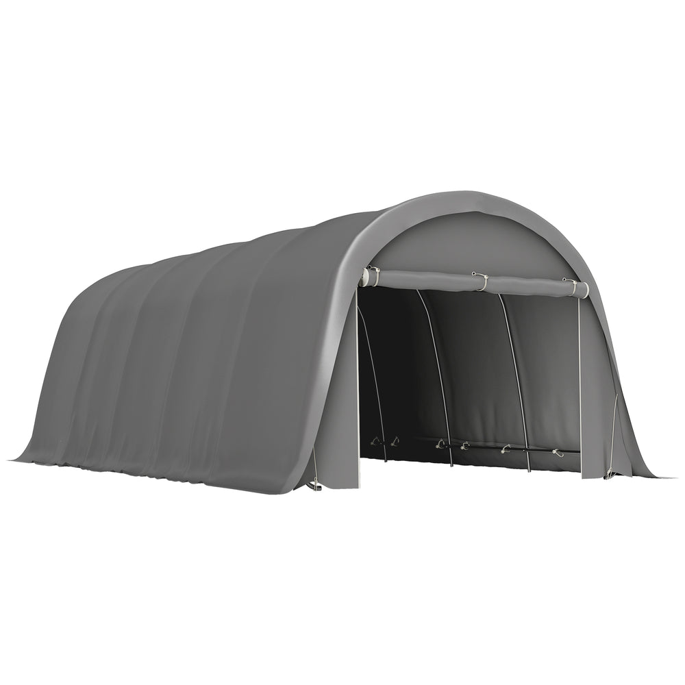 Carport tente de garage 3,6 x 7,2 m, abri voiture extérieur, tente de stockage avec parois latérales amovibles et Grande Porte Roulante, carport pour voiture, camion, bateau, gris foncé
