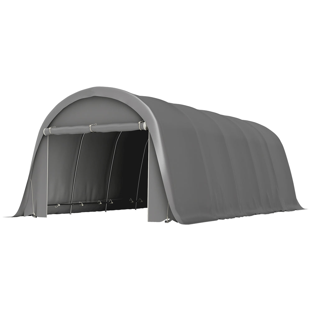 Carport tente de garage 3,6 x 7,2 m, abri voiture extérieur, tente de stockage avec parois latérales amovibles et Grande Porte Roulante, carport pour voiture, camion, bateau, gris foncé