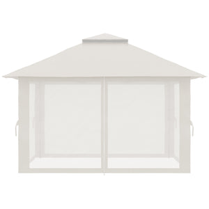 Tonnelle de jardin extérieur barnum de jardin pop-up tente pliant 4 x 4 m double toit protection UV 50+ 4 moustiquaires, 4 sacs de sable, 1 sac de transport tissu Oxford métal blanc