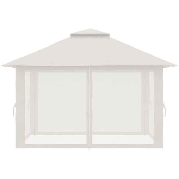Tonnelle de jardin extérieur barnum de jardin pop-up tente pliant 4 x 4 m double toit protection UV 50+ 4 moustiquaires, 4 sacs de sable, 1 sac de transport tissu Oxford métal blanc