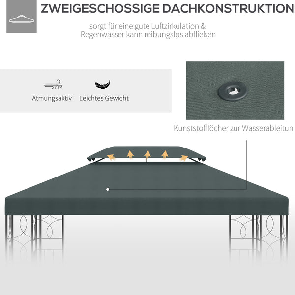 Toit de Rechange pour Pavillon de Jardin en Métal Partyzelt Polyester 3x3m Gris Anthracite