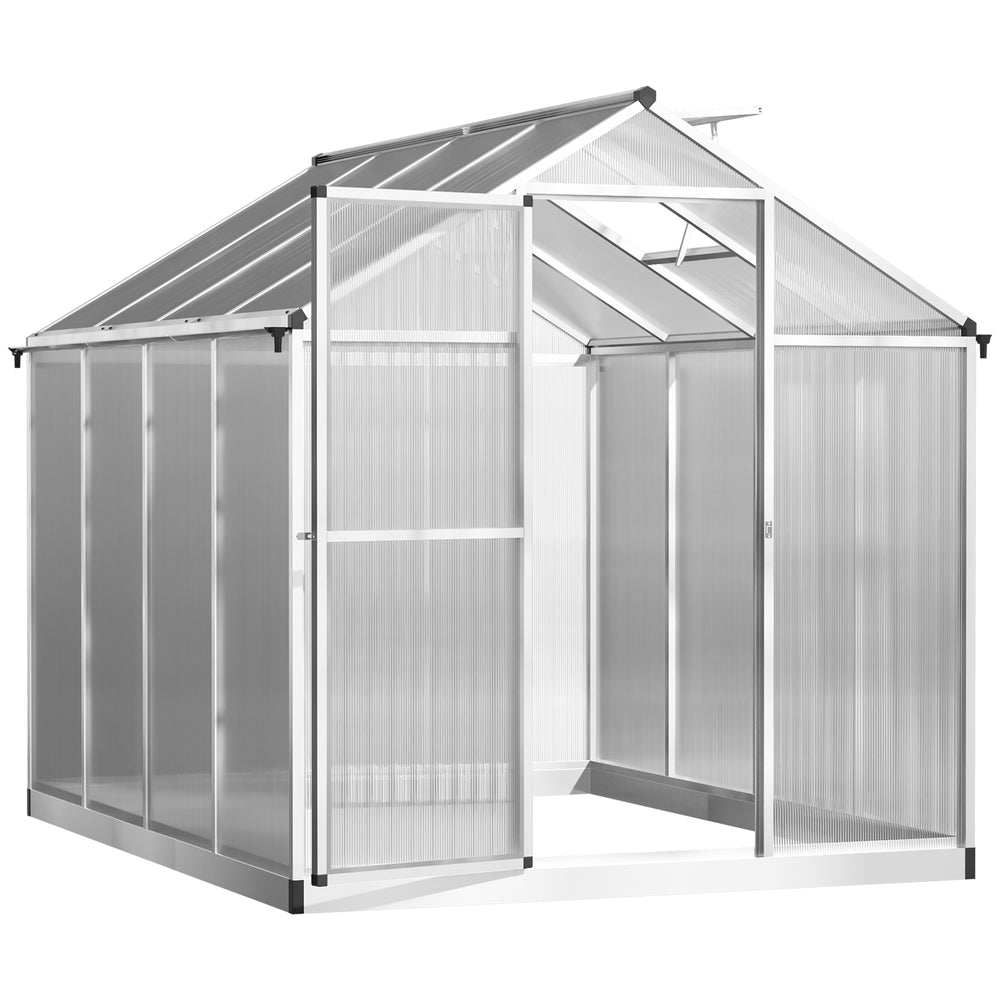 Serre de Jardin Aluminium Polycarbonate 4,6 m² dim. 2,42L x 1,9l x 1,95H m Lucarne Porte loquet