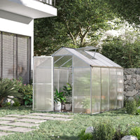 Serre de Jardin Aluminium Polycarbonate 4,6 m² dim. 2,42L x 1,9l x 1,95H m Lucarne Porte loquet