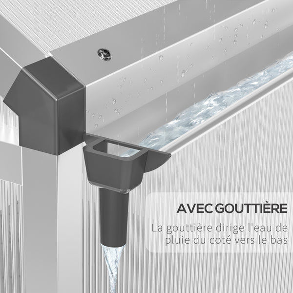 Serre de Jardin Aluminium Polycarbonate 4,6 m² dim. 2,42L x 1,9l x 1,95H m Lucarne Porte loquet