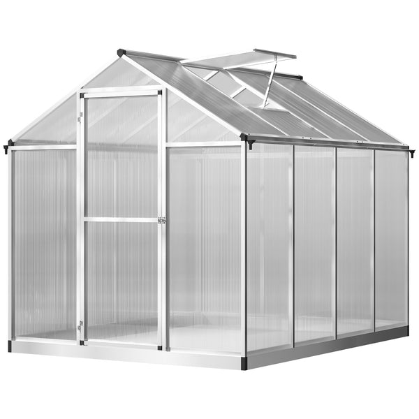 Serre de Jardin Aluminium Polycarbonate 4,6 m² dim. 2,42L x 1,9l x 1,95H m Lucarne Porte loquet
