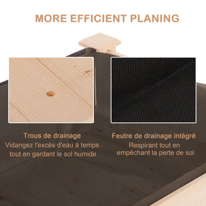 Jardinière sur Pieds Potager dim. 122L x 56l x 76H cm Inserts d'irrigation + Feutre de Drainage Inclus Bois Massif Sapin