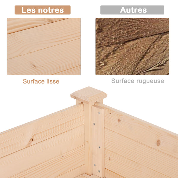 Jardinière sur Pieds Potager dim. 122L x 56l x 76H cm Inserts d'irrigation + Feutre de Drainage Inclus Bois Massif Sapin