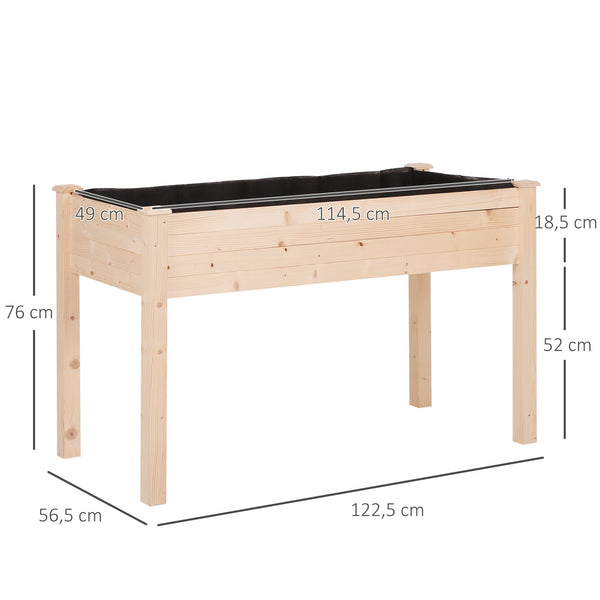 Jardinière sur Pieds Potager dim. 122L x 56l x 76H cm Inserts d'irrigation + Feutre de Drainage Inclus Bois Massif Sapin