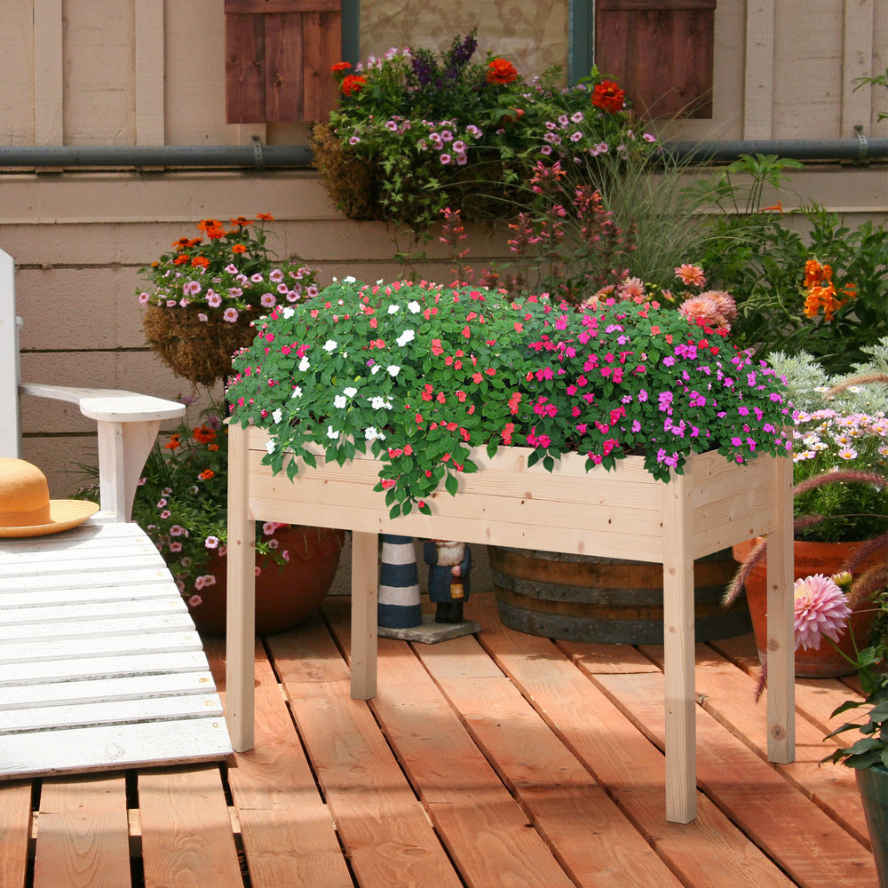 Jardinière sur Pieds Potager dim. 122L x 56l x 76H cm Inserts d'irrigation + Feutre de Drainage Inclus Bois Massif Sapin