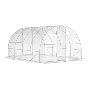 Serre de jardin tunnel 4 x 3 x 2 m 12 m² avec 2 portes à charnières bâche en PE 150 g/m² pour Légumes Plantes Fleurs