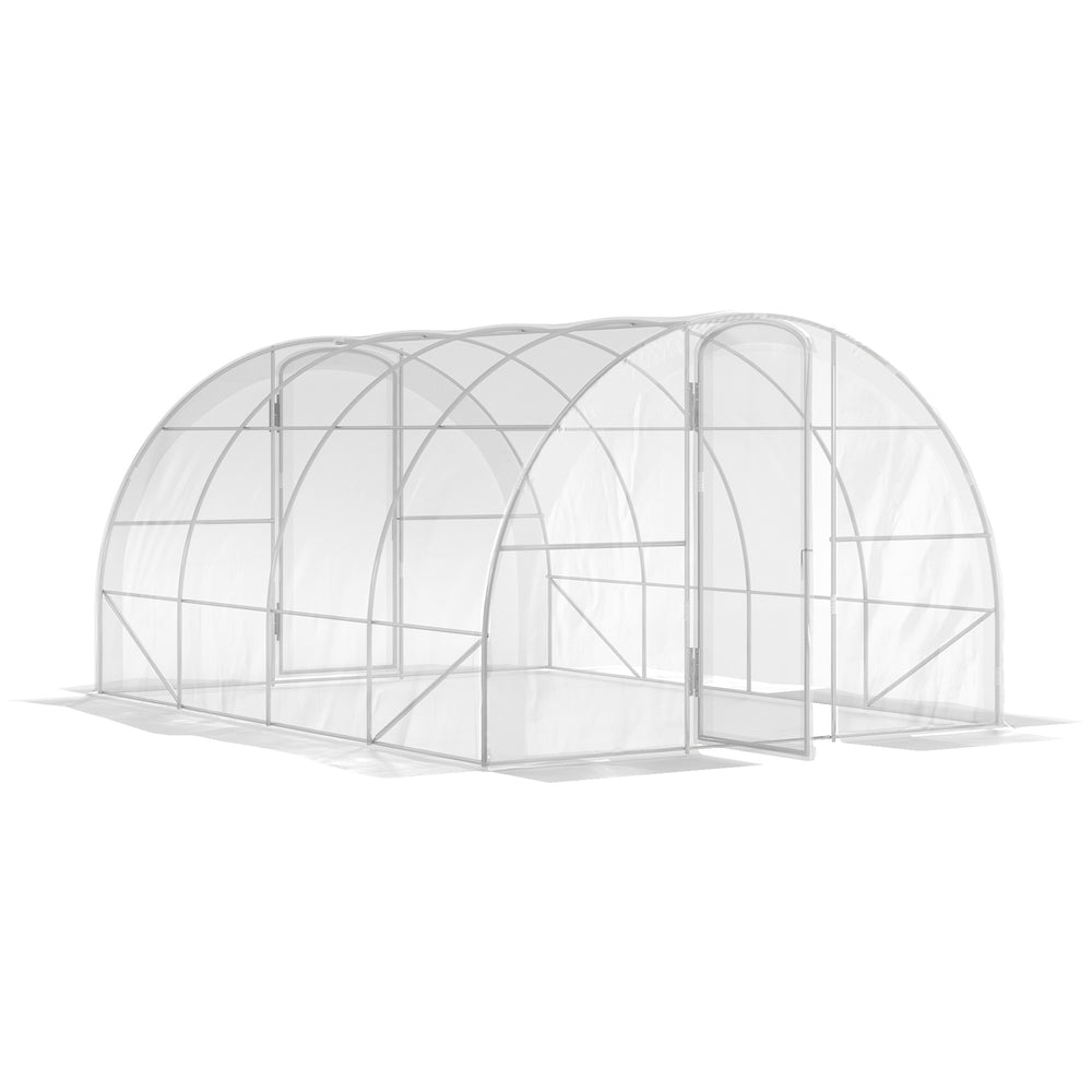 Serre de jardin tunnel 4 x 3 x 2 m 12 m² avec 2 portes à charnières bâche en PE 150 g/m² pour Légumes Plantes Fleurs