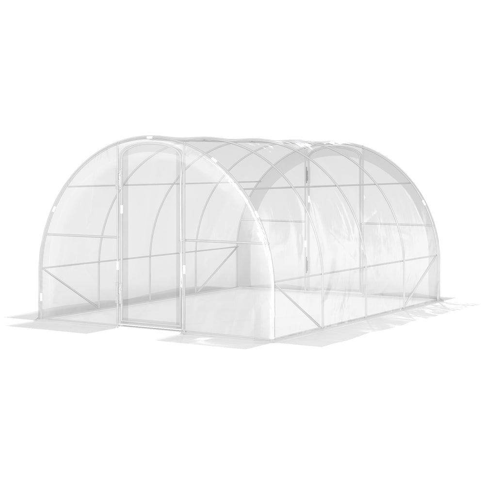 Serre de jardin tunnel 4 x 3 x 2 m 12 m² avec 2 portes à charnières bâche en PE 150 g/m² pour Légumes Plantes Fleurs