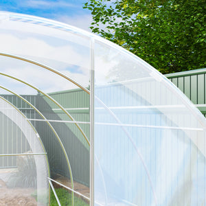Serre de jardin tunnel 4 x 3 x 2 m 12 m² avec 2 portes à charnières bâche en PE 150 g/m² pour Légumes Plantes Fleurs
