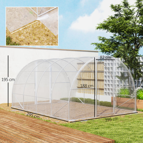 Serre de jardin tunnel 4 x 3 x 2 m 12 m² avec 2 portes à charnières bâche en PE 150 g/m² pour Légumes Plantes Fleurs