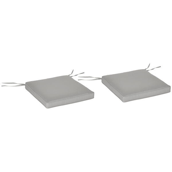Lot de 2 Coussins de Chaise Fauteuil de Jardin Coussins d'assise déhoussables Rembourrage 5 cm Tissu Polyester dim. 45L x 45l cm Gris clair