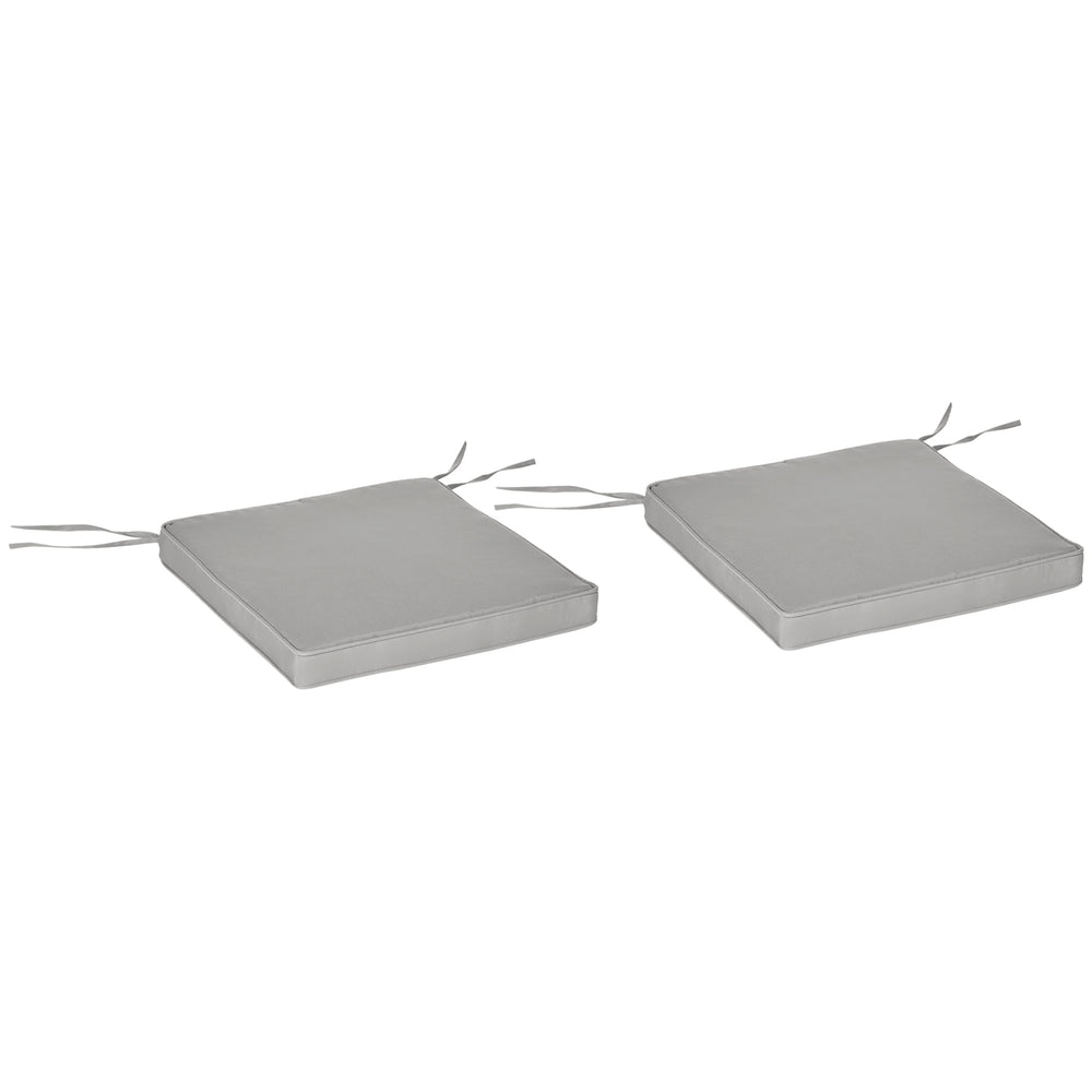 Lot de 2 Coussins de Chaise Fauteuil de Jardin Coussins d'assise déhoussables Rembourrage 5 cm Tissu Polyester dim. 45L x 45l cm Gris clair