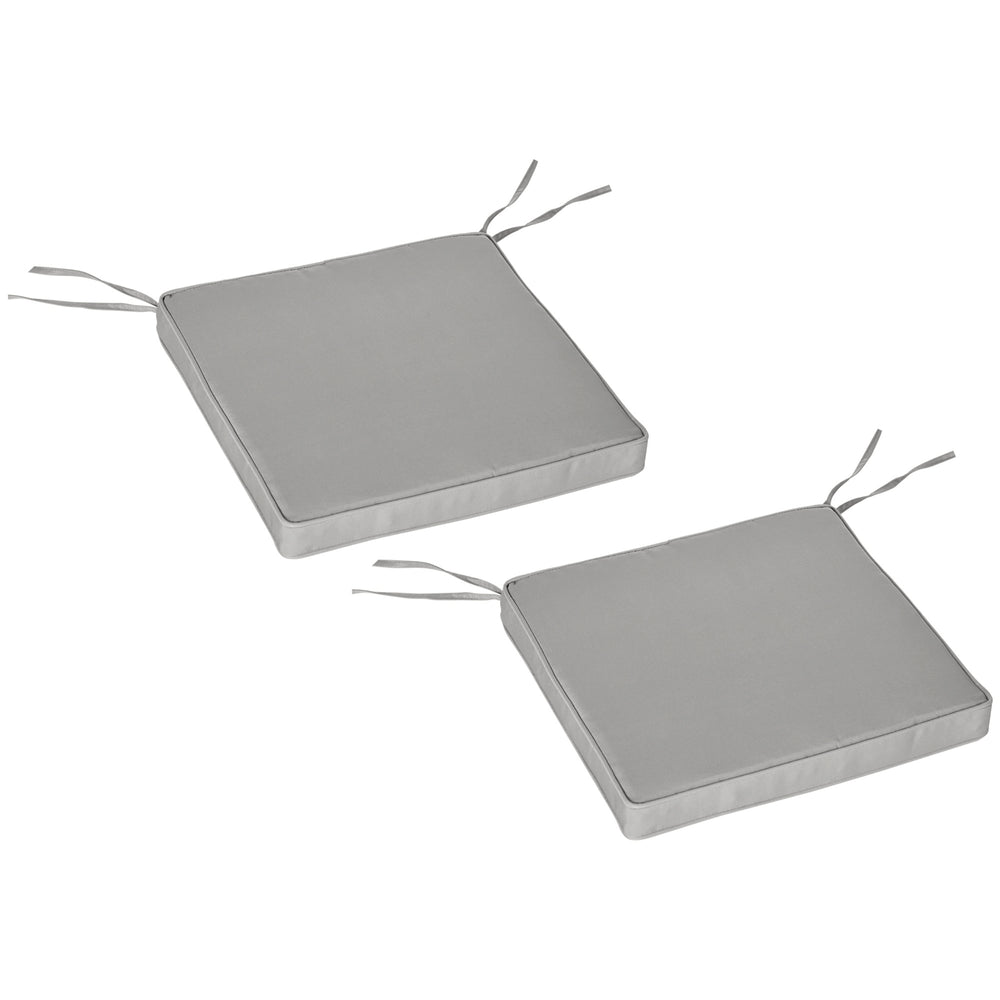 Lot de 2 Coussins de Chaise Fauteuil de Jardin Coussins d'assise déhoussables Rembourrage 5 cm Tissu Polyester dim. 45L x 45l cm Gris clair