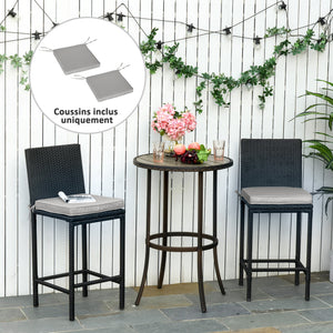 Lot de 2 Coussins de Chaise Fauteuil de Jardin Coussins d'assise déhoussables Rembourrage 5 cm Tissu Polyester dim. 45L x 45l cm Gris clair