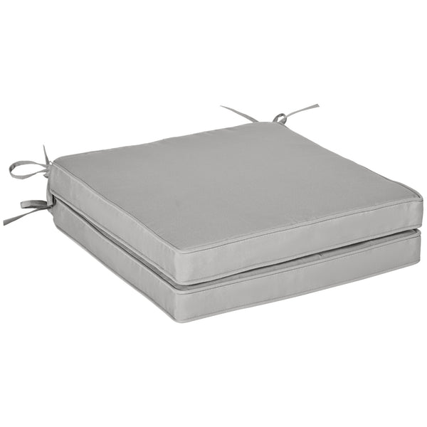 Lot de 2 Coussins de Chaise Fauteuil de Jardin Coussins d'assise déhoussables Rembourrage 5 cm Tissu Polyester dim. 45L x 45l cm Gris clair