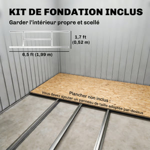 Abri de jardin 2,5 m² - remise pour outils avec kit de fondation - cabanon porte verrouillable - dim. 213L x 130l x 185H cm - tôle d'acier ocre