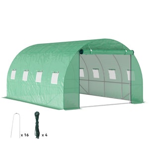 Serre de jardin 12 m², serre tunnel de jardin 3 x 4 x 2 m avec porte enroulable et 8 fenêtres en maille, serre en acier galvanisé et PE haute densité 170 g/m², résistante aux UV, vert