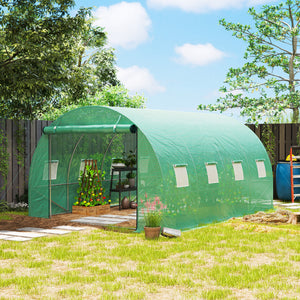 Serre de jardin 12 m², serre tunnel de jardin 3 x 4 x 2 m avec porte enroulable et 8 fenêtres en maille, serre en acier galvanisé et PE haute densité 170 g/m², résistante aux UV, vert