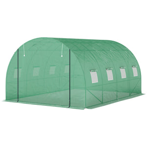 Serre de jardin 12 m², serre tunnel de jardin 3 x 4 x 2 m avec porte enroulable et 8 fenêtres en maille, serre en acier galvanisé et PE haute densité 170 g/m², résistante aux UV, vert