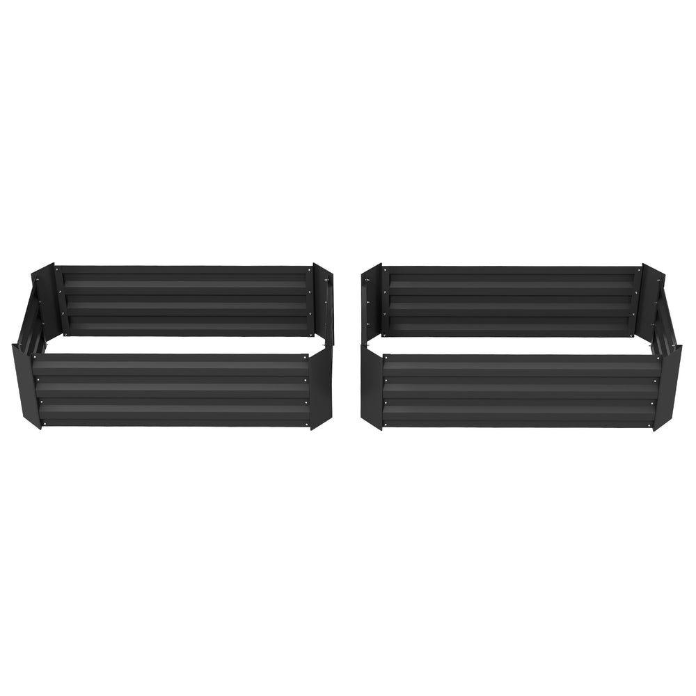 Lot de 2 carré potager de jardin dim. 100L x 50l x 30H cm - tôle d'acier ondulée noir