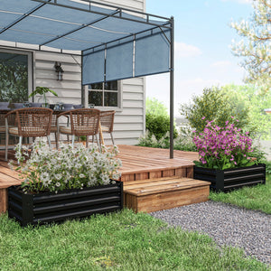 Lot de 2 carré potager de jardin dim. 100L x 50l x 30H cm - tôle d'acier ondulée noir