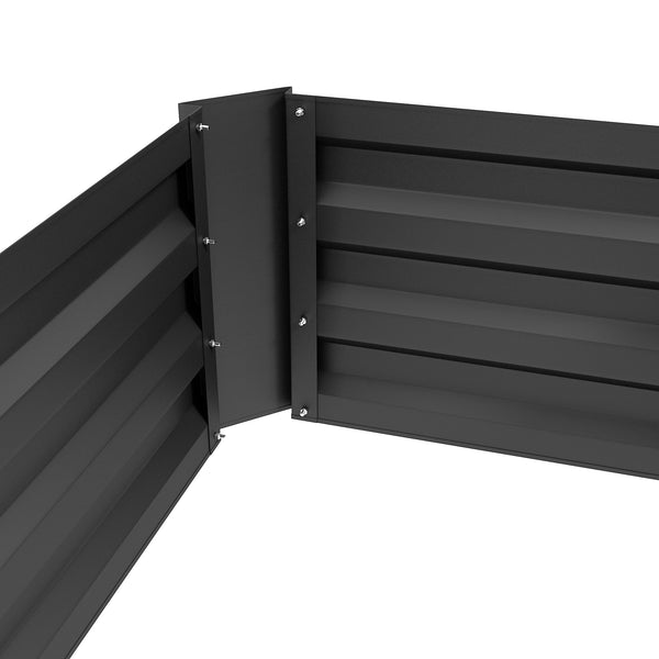 Lot de 2 carré potager de jardin dim. 100L x 50l x 30H cm - tôle d'acier ondulée noir