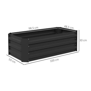Lot de 2 carré potager de jardin dim. 100L x 50l x 30H cm - tôle d'acier ondulée noir