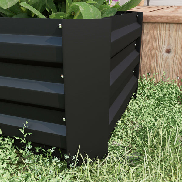 Lot de 2 carré potager de jardin dim. 100L x 50l x 30H cm - tôle d'acier ondulée noir