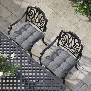 Lot de 4 coussins de chaise de jardin, Coussins extérieurs capitonné, Rembourrage 10 cm avec attaches, dim. 48L x 48l cm Gris