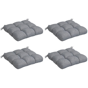 Lot de 4 coussins de chaise de jardin, Coussins extérieurs capitonné, Rembourrage 10 cm avec attaches, dim. 48L x 48l cm Gris