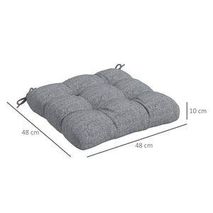 Lot de 4 coussins de chaise de jardin, Coussins extérieurs capitonné, Rembourrage 10 cm avec attaches, dim. 48L x 48l cm Gris
