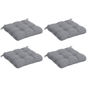 Lot de 4 coussins de chaise de jardin, Coussins extérieurs capitonné, Rembourrage 10 cm avec attaches, dim. 48L x 48l cm Gris