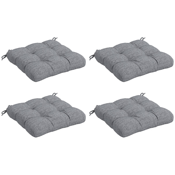 Lot de 4 coussins de chaise de jardin, Coussins extérieurs capitonné, Rembourrage 10 cm avec attaches, dim. 48L x 48l cm Gris