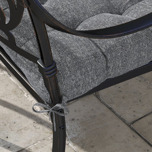 Lot de 4 coussins de chaise de jardin, Coussins extérieurs capitonné, Rembourrage 10 cm avec attaches, dim. 48L x 48l cm Gris