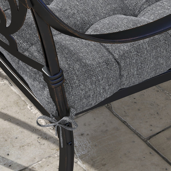 Lot de 4 coussins de chaise de jardin, Coussins extérieurs capitonné, Rembourrage 10 cm avec attaches, dim. 48L x 48l cm Gris