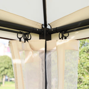 Balancelle de Jardin 3 Places Convertible Style Colonial Grand Confort 2 Coussins + Matelas + moustiquaires Inclus Noir Beige