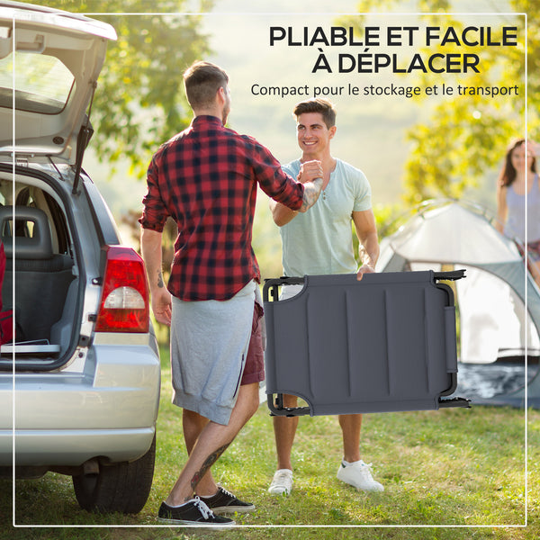 Bain de soleil, chaise longue pliante avec pare-soleil, appuie-tête en tissu Oxford, transat jardin extérieur inclinable de plage camping piscine terrasse 70 x 200 x 45 cm gris