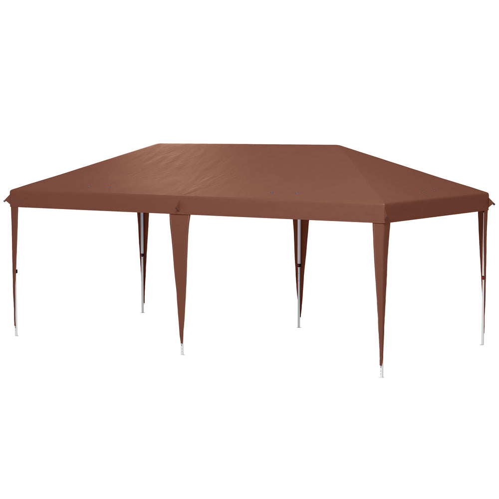 Tonnelle pliante 3x6m tonnelle de jardin extérieur barnum de jardin pop-up pliant sac inclus acier époxy oxford haute densité marron