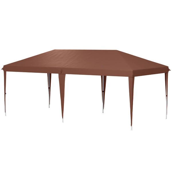 Tonnelle pliante 3x6m tonnelle de jardin extérieur barnum de jardin pop-up pliant sac inclus acier époxy oxford haute densité marron