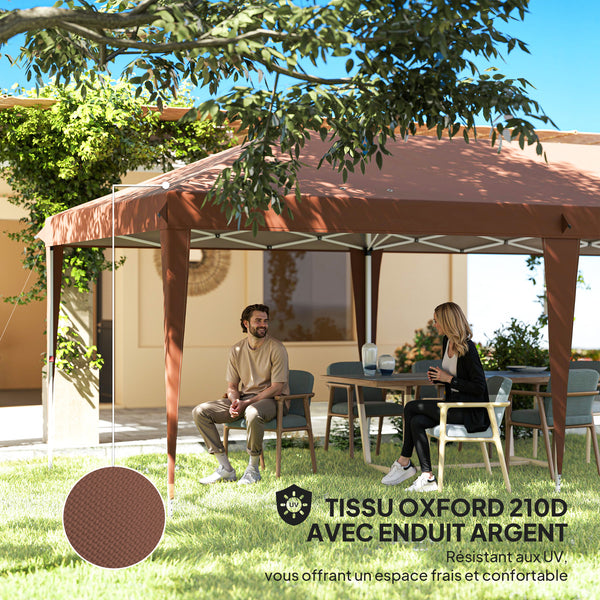 Tonnelle pliante 3x6m tonnelle de jardin extérieur barnum de jardin pop-up pliant sac inclus acier époxy oxford haute densité marron